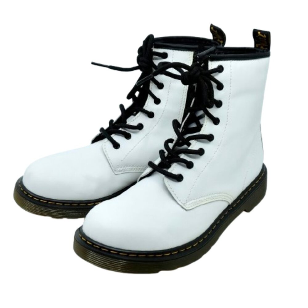 DR MARTENS~1460 Y WHITE LEATHER LACE UP ANKLE COMBAT BOOTS~ Women's 7
